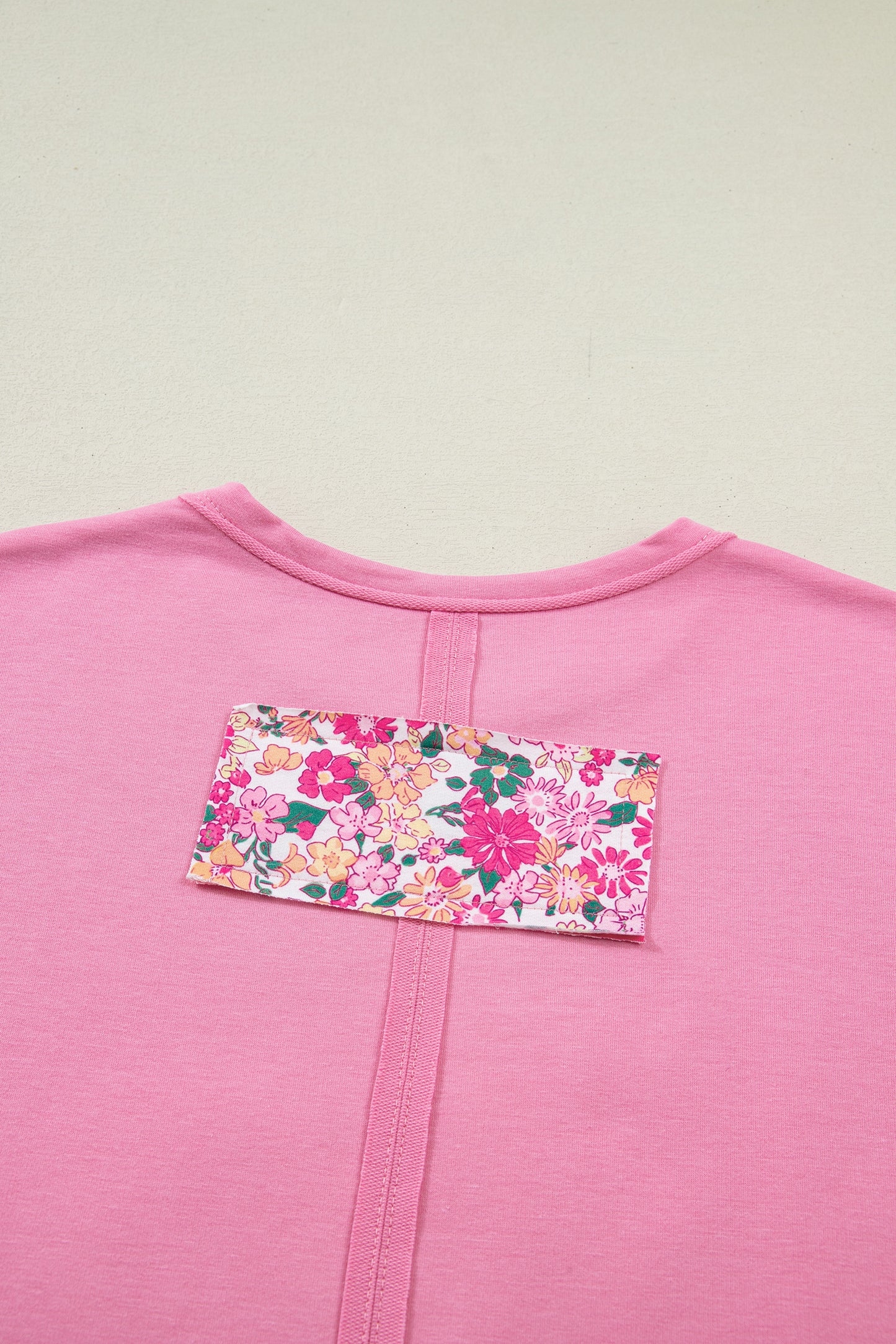 Floral Patchwork Raw Seam Oversize Tee