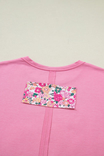 Floral Patchwork Raw Seam Oversize Tee