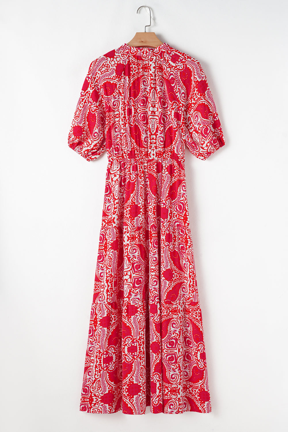 Paisley Puff Sleeve Maxi Dress