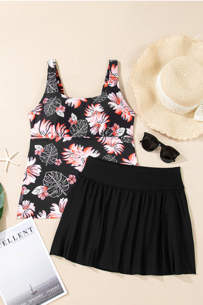 Colorblock Tankini Top and Skort Swim Set