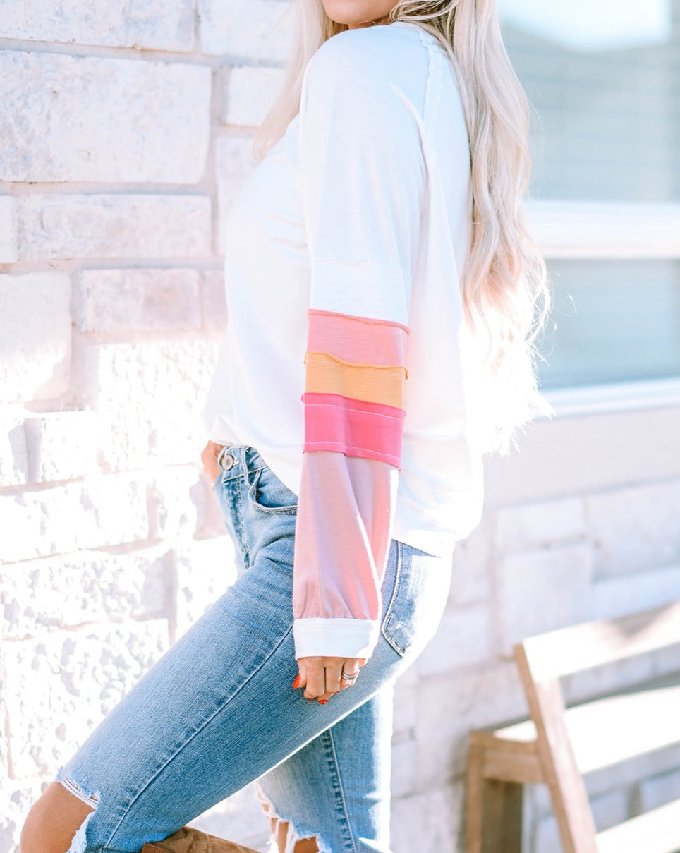 Colorblock Exposed Seam Raglan Top