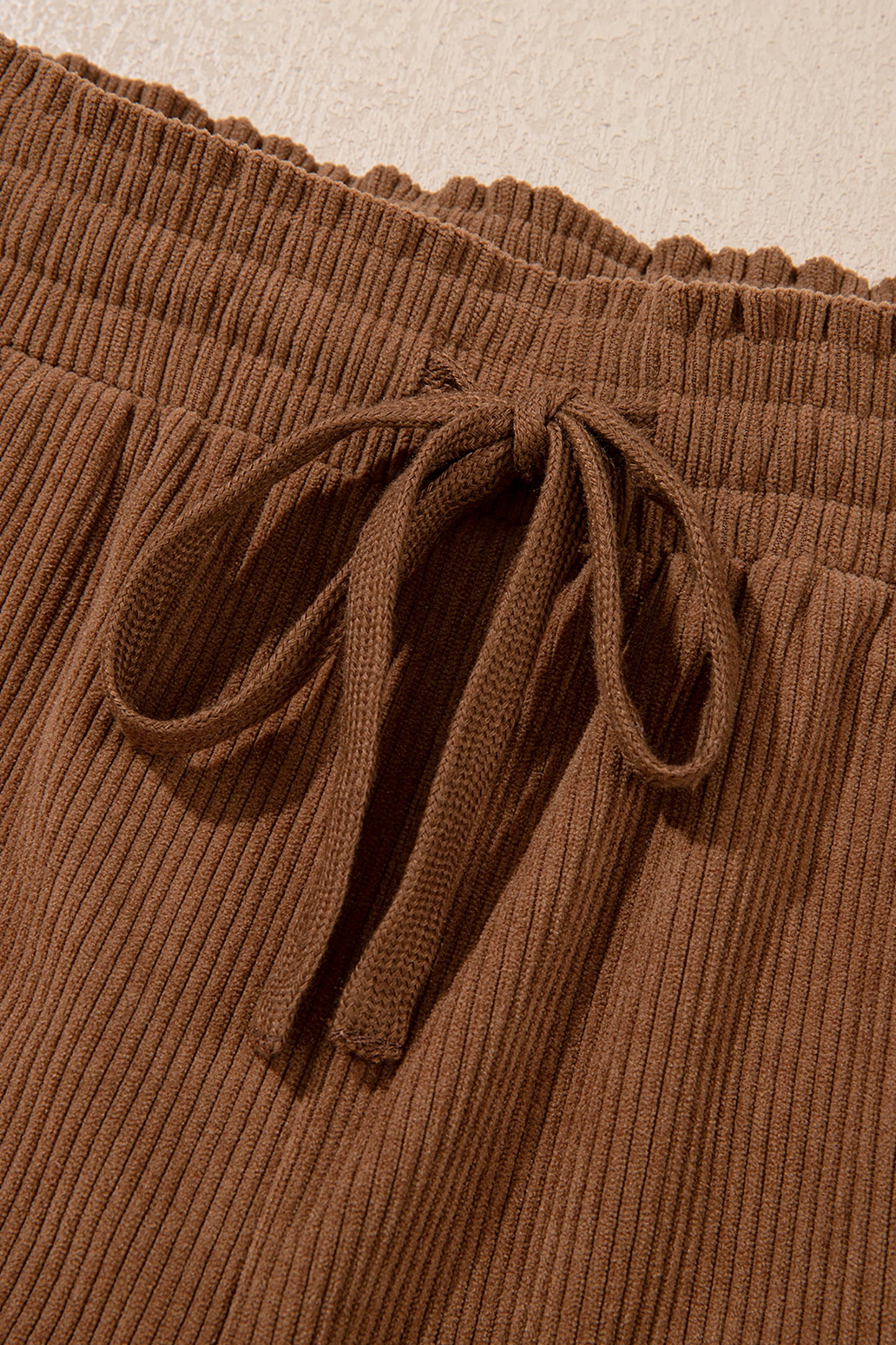 Solid Corduroy Drawstring Elastic Waist Cargo Pants