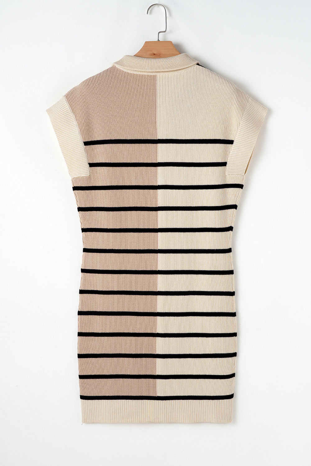 Stripe Colorblock Short Sleeve Sweater Dress