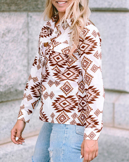 Aztec Flap Pocket Buttoned Shirt