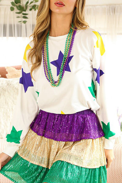 Mardi Gras Star Long Sleeve Top