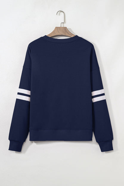 Varsity Stripe Detail Drop Shoulder Oversized Sweatshirt