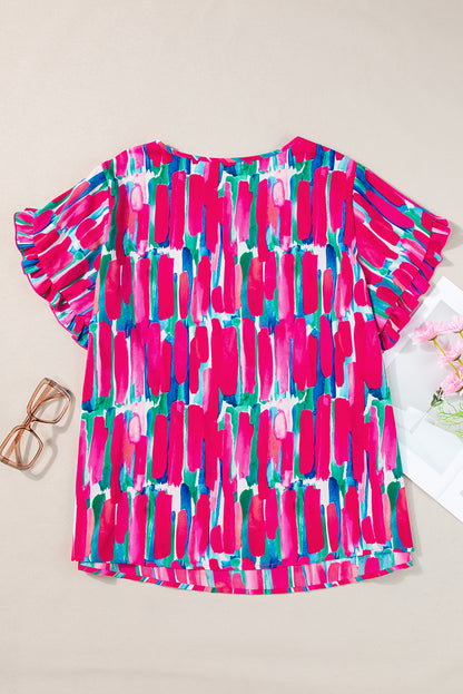 Abstract Petal Sleeve Blouse Plus Size