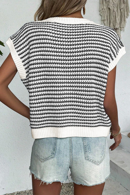 Stripe Ribbed Knit Sweater Top