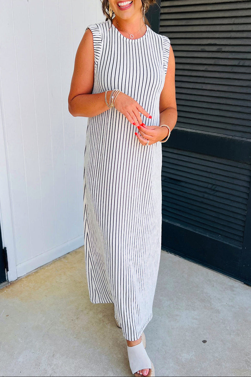 Stripe Sleeveless Maxi Dress