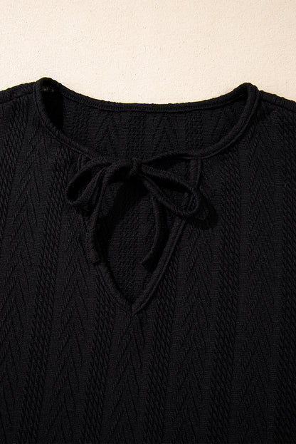 Floral Patchwork Textured Knit V-Neck Blouse