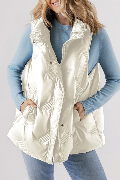 Quilted Sleeveless Zipped Jacket Vest