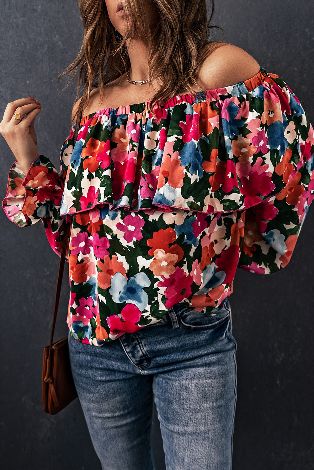 Floral Ruffle Off Shoulder Blouse