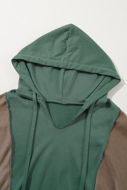 Colorblock Reverse Seam V-Neck Hoodie Plus Size