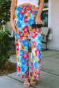 Abstract Floral Drawstring Waist Pants