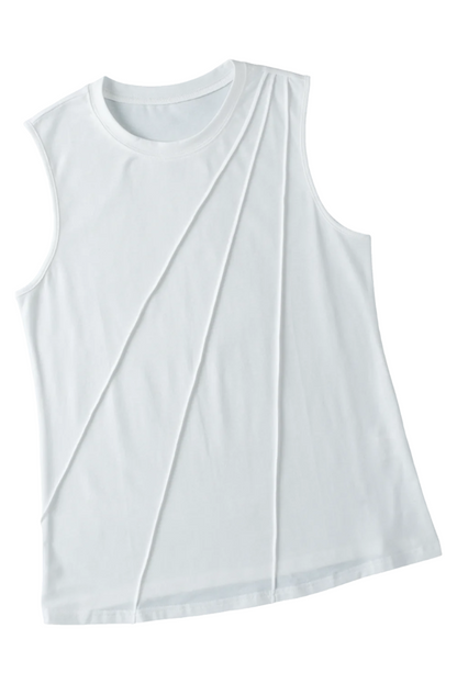 Pleated Crewneck Tank Top