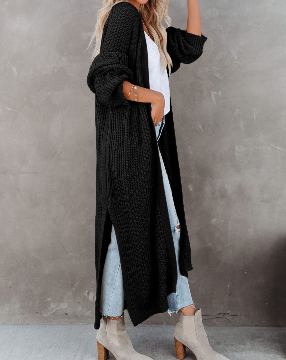 Open Front Slit Duster Cardigan