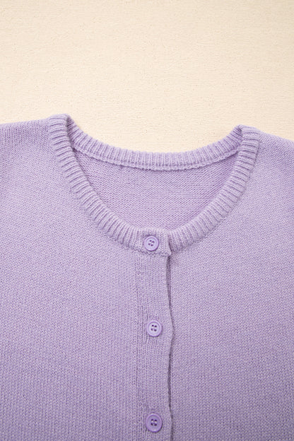 Solid Short Sleeve Cardigan Sweater Tee