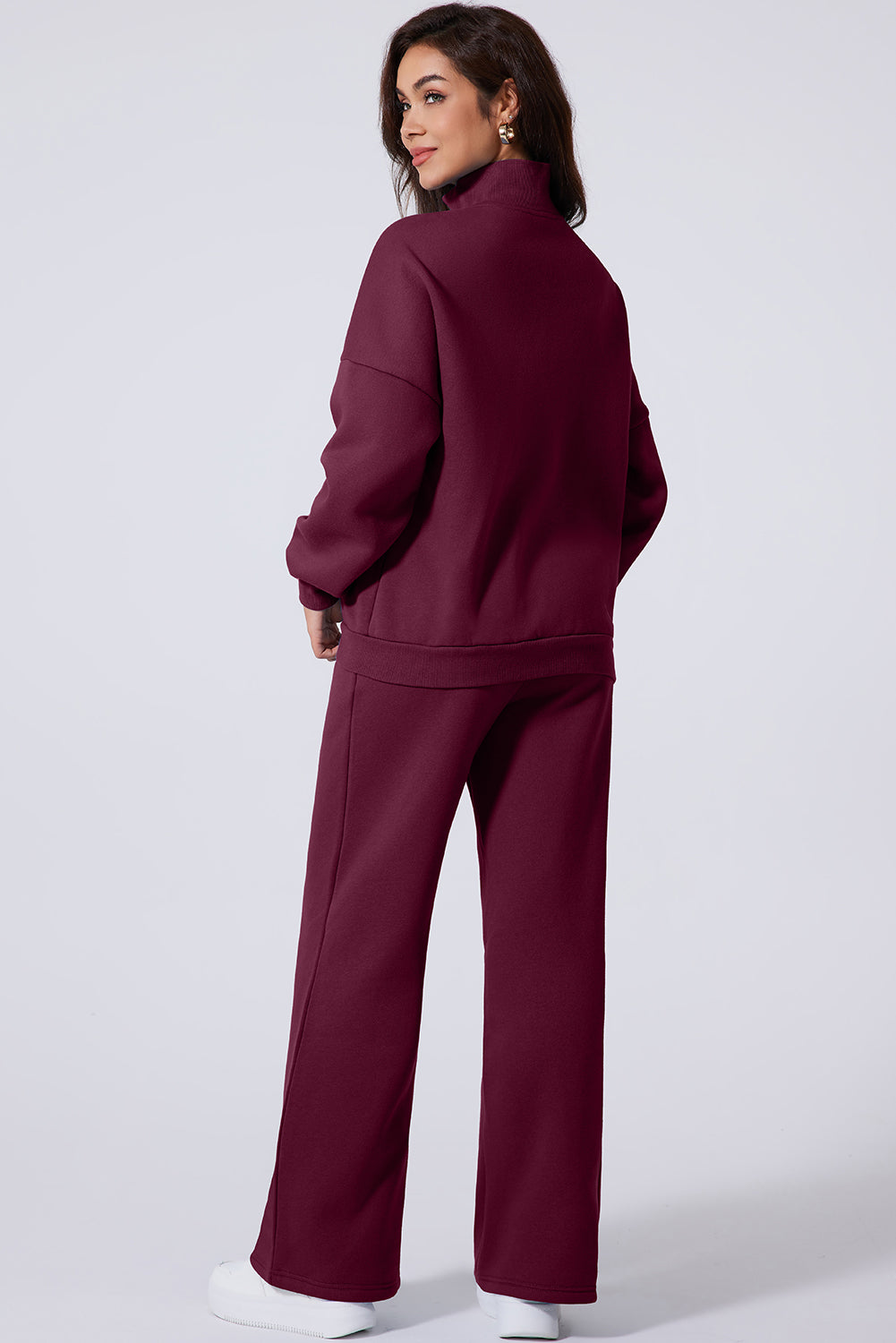 Solid Zip-Up Jacket and Drawstring Pants Set