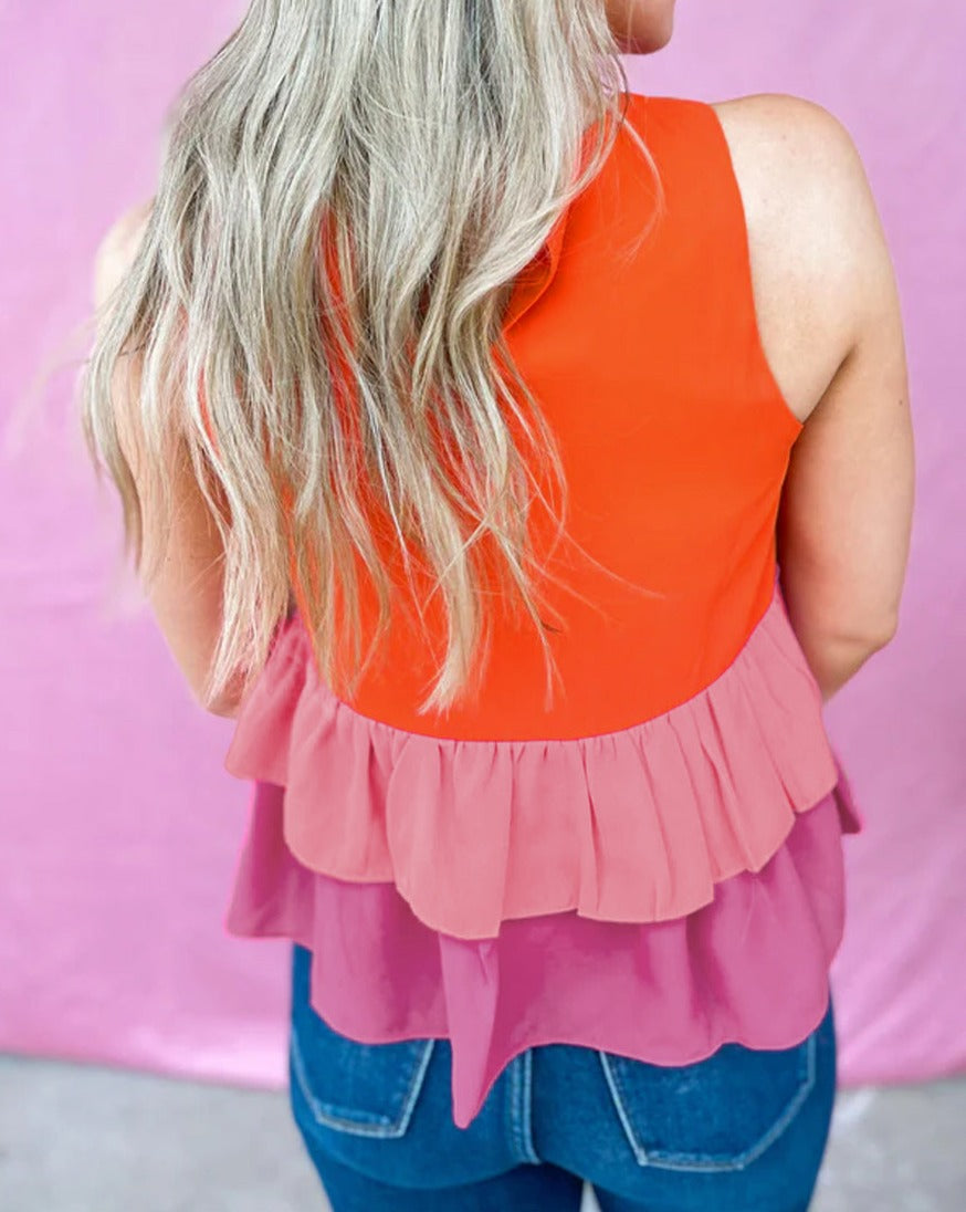 Colorblock Tiered Hem Tank Top