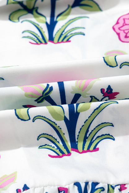 Floral Puff Sleeve V-Neck Maxi Dress