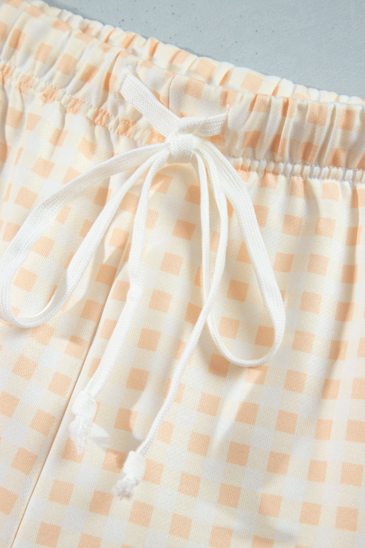 Plus Size Gingham Long Sleeve Top & Shorts Set