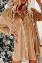 Velvet Long Sleeve Shirt Dress