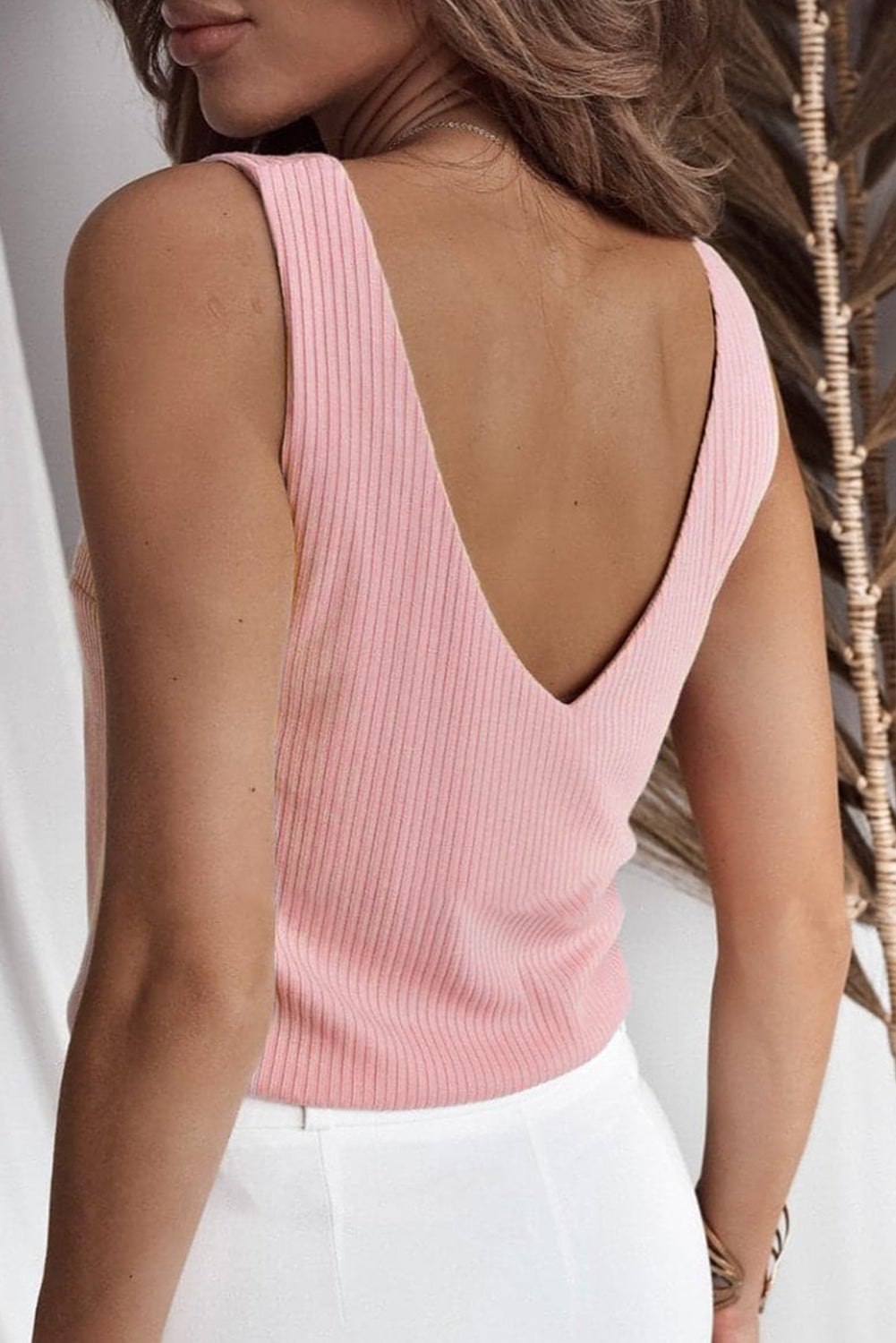 Ribbed V-Neck Tank Top