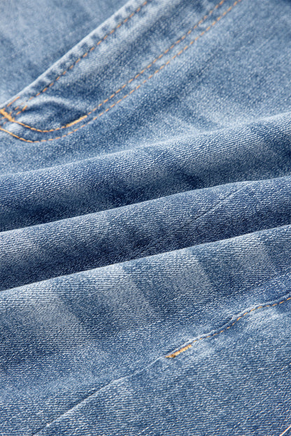 Acid Wash Denim Raw Hem Shorts