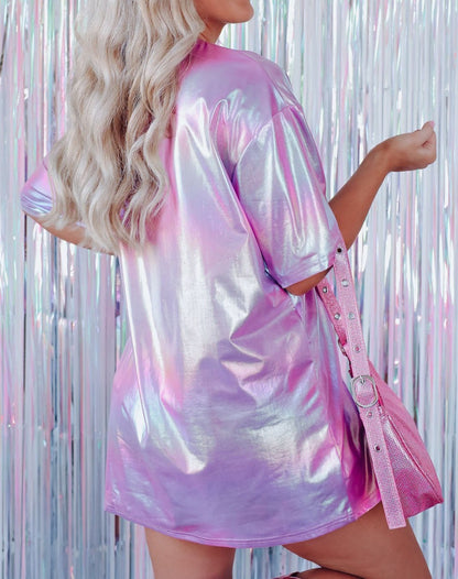 Stay Wild Iridescent Oversize Top