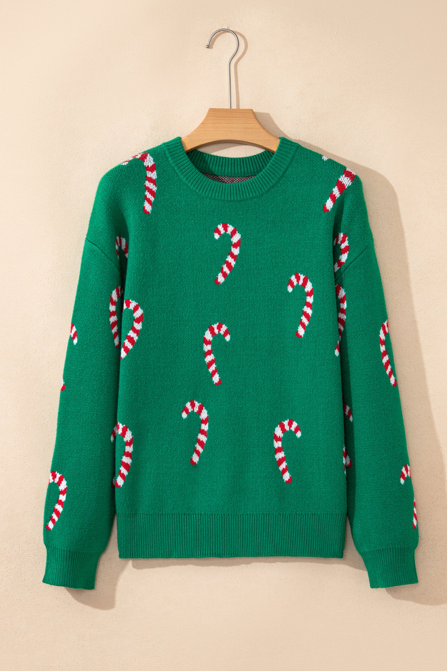 Christmas Candy Cane Drop Shoulder Sweater