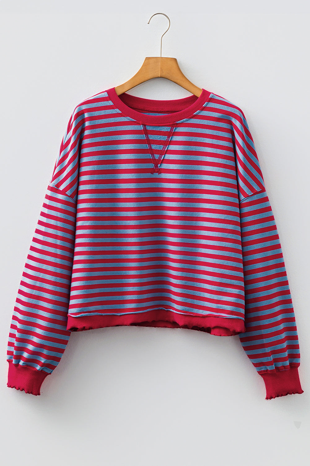 Stripe Reverse Seam Contrast Trim Sweatshirt