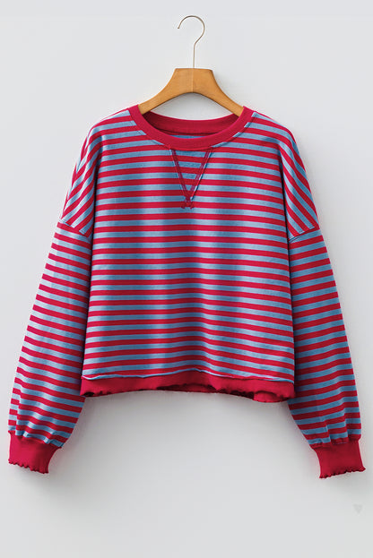 Stripe Reverse Seam Contrast Trim Sweatshirt