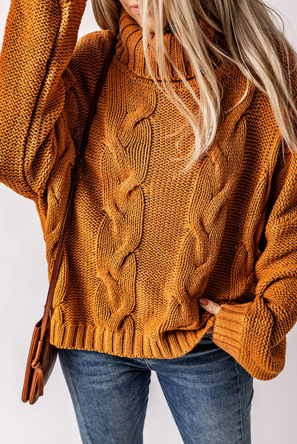 Cable Knit Turtleneck Sweater