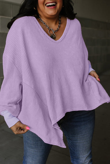 Waffle Knit Reserve Seam Top Plus Size