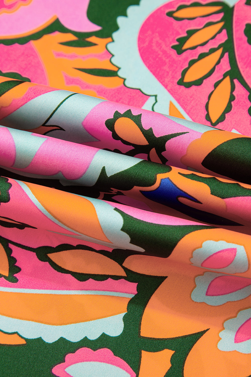 Tropical V-Neck Ruffle Asymmetric Slit Maxi Dress