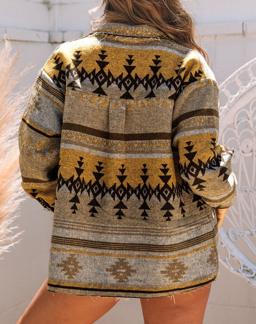 Aztec Pocketed Oversize Jacket