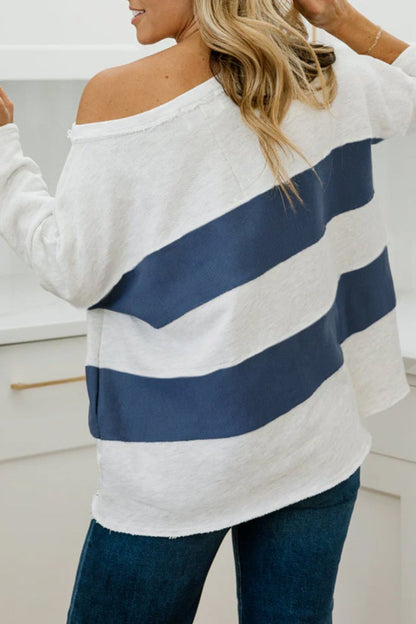 Colorblock Stripe 3/4 Sleeve Sweatshirt