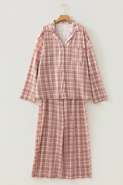 Plaid Long Sleeve Top & Pants Pajama Set