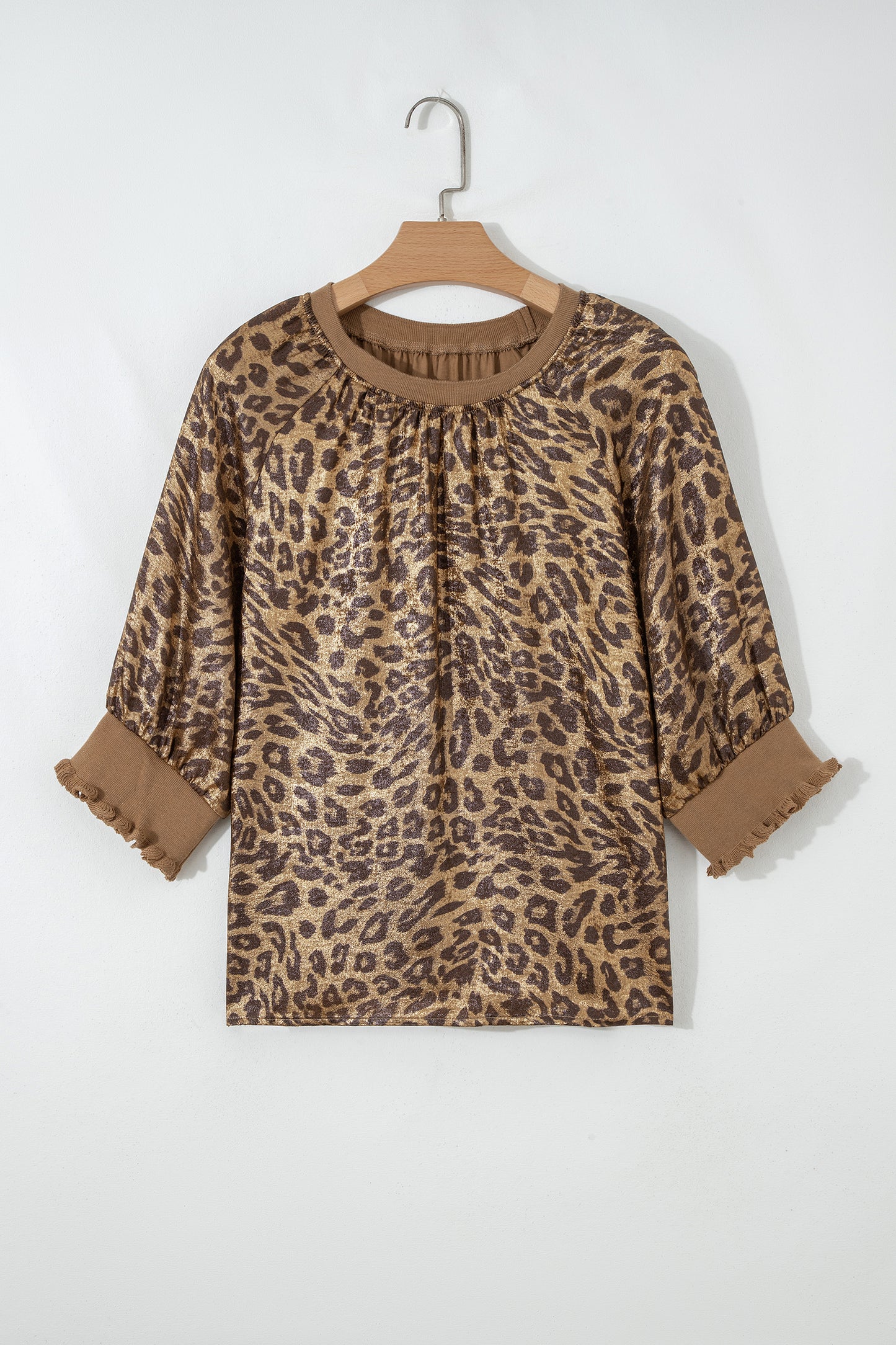 Metallic Leopard 3/4 Sleeve Blouse