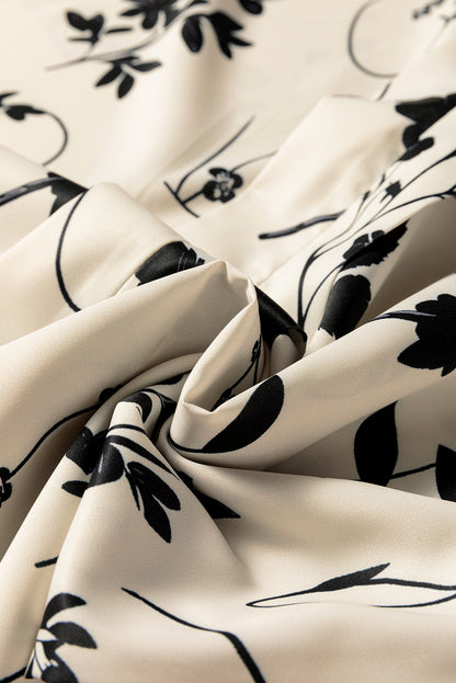 Floral Split Neck Long Sleeve Blouse