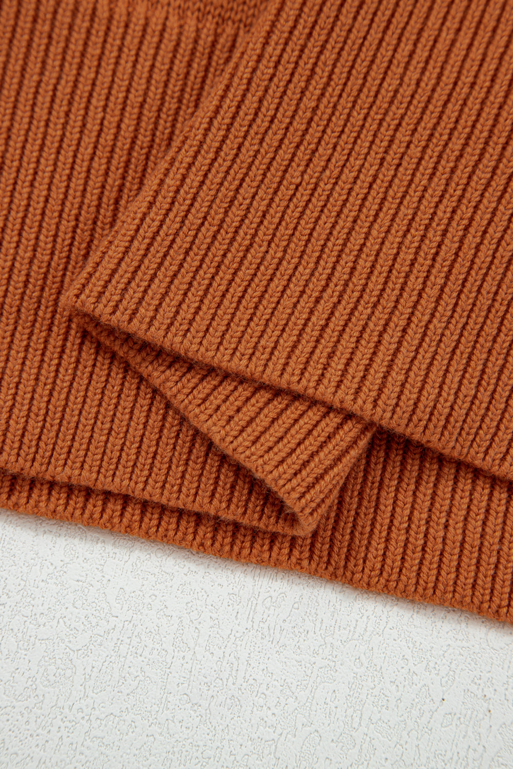 Solid Ribbed Drop Shoulder Sweater