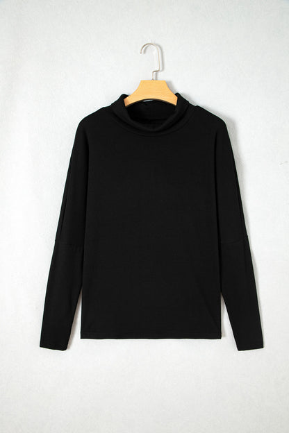 Solid Turtleneck Dolman Long Sleeve Top