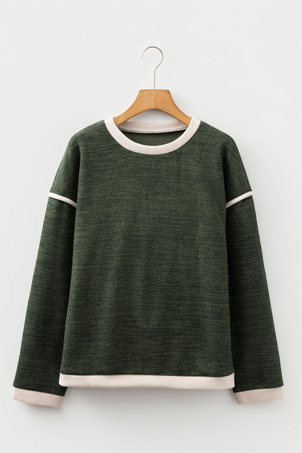 Contrast Trim Knit Drop Shoulder Top