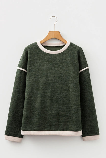 Contrast Trim Knit Drop Shoulder Top