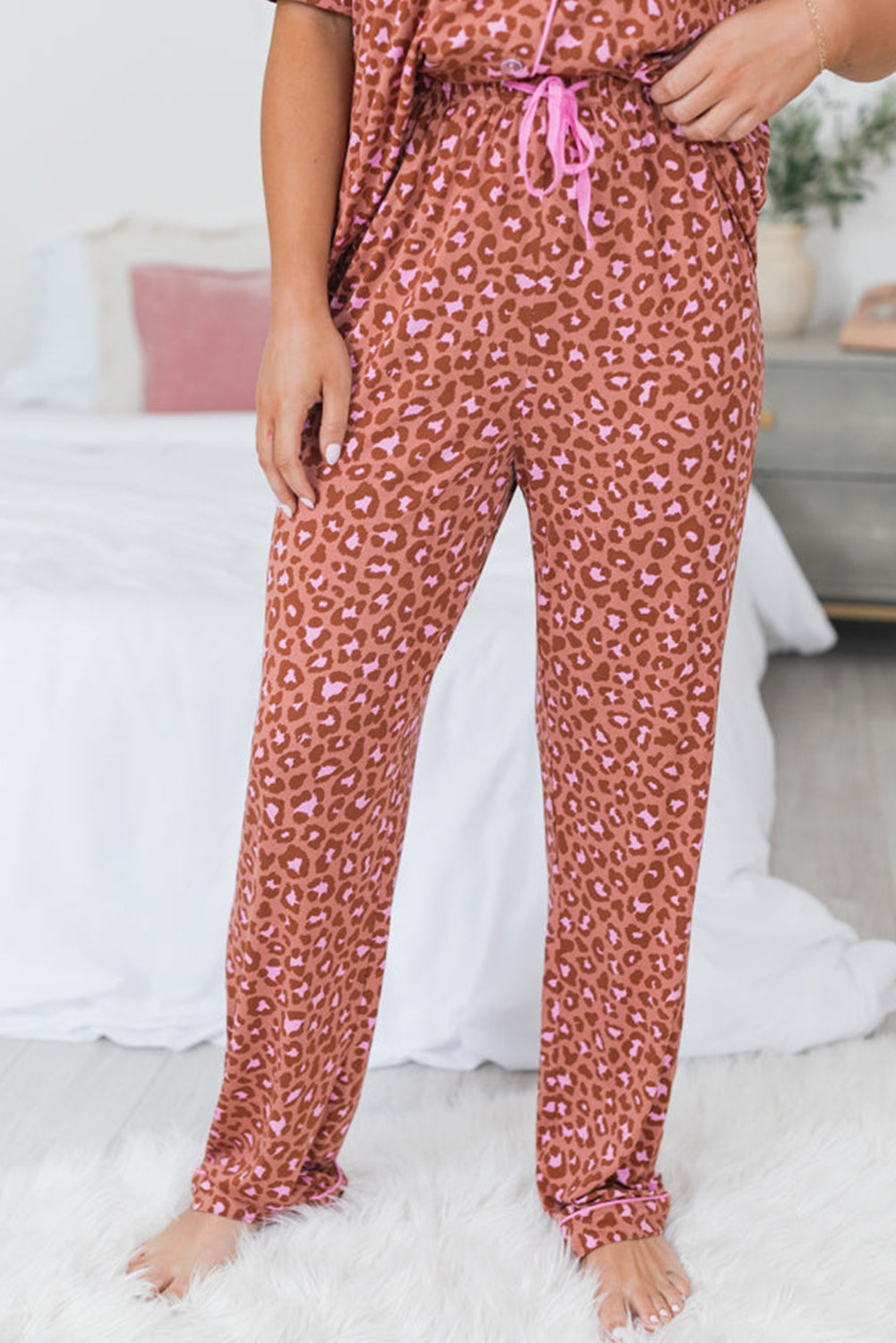 Leopard Shirt and Pants Pajama Set