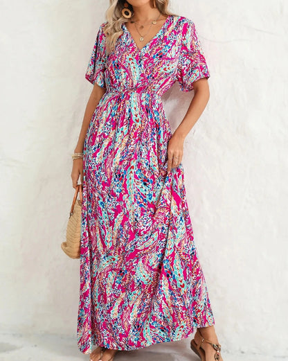 Floral Wrap V-Neck Maxi Dress