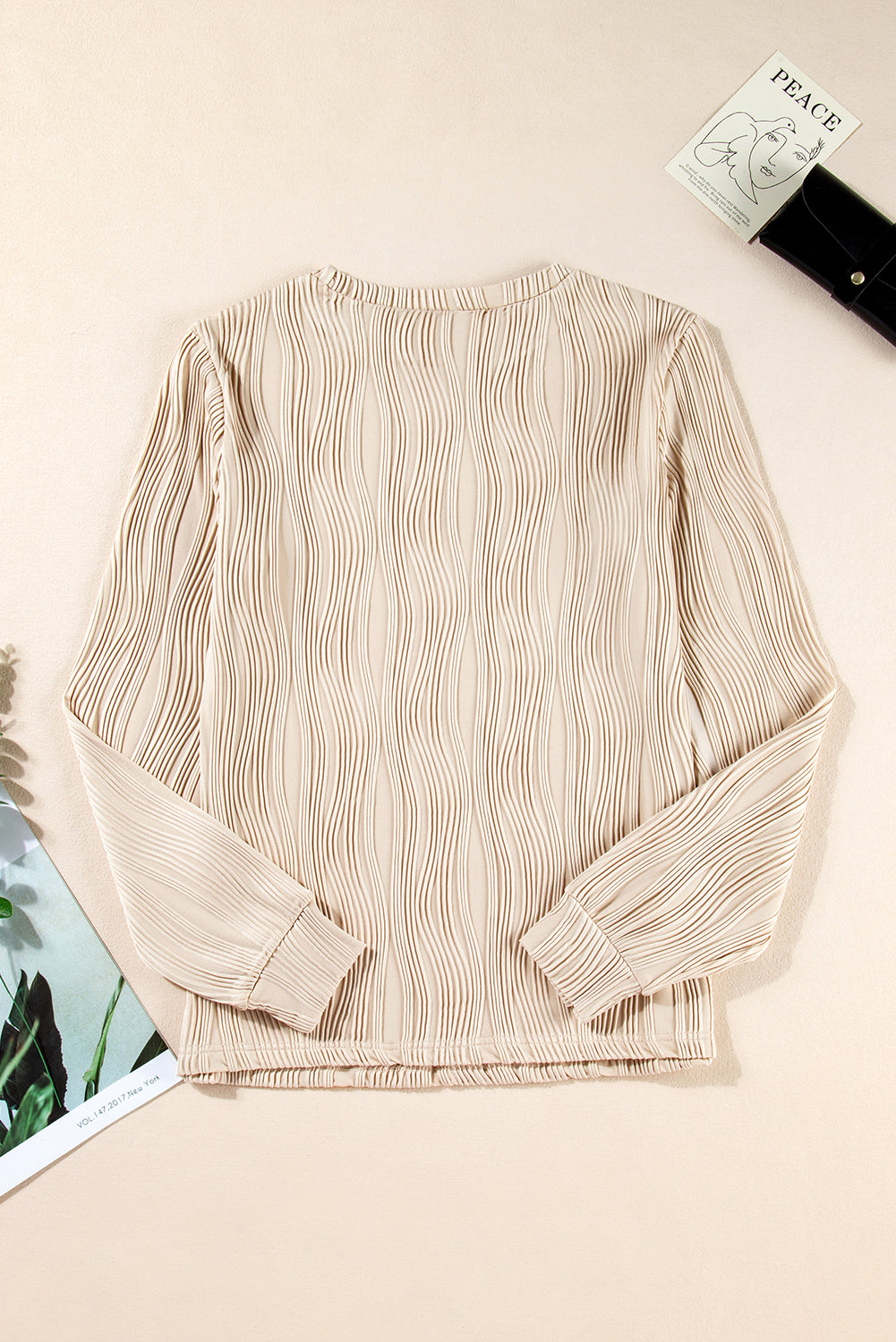 Texture Wavy Long Sleeve Top