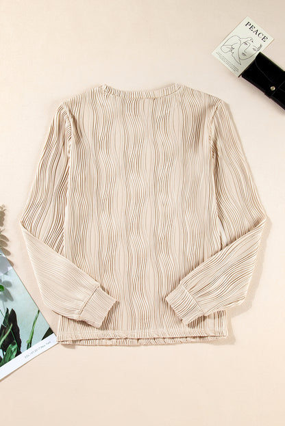 Texture Wavy Long Sleeve Top