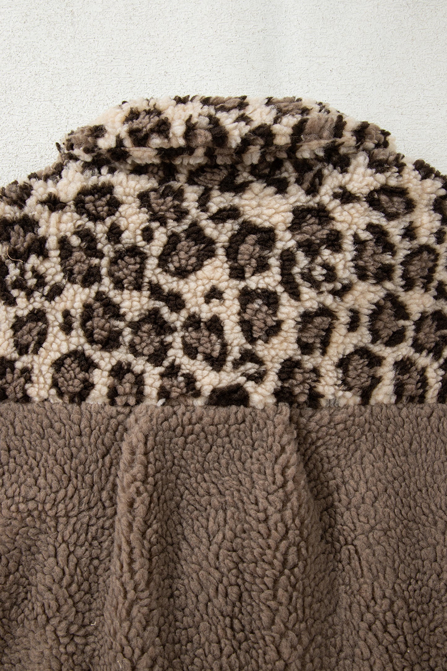 Leopard Sherpa Patchwork Flap Pocket Buttoned Jacket