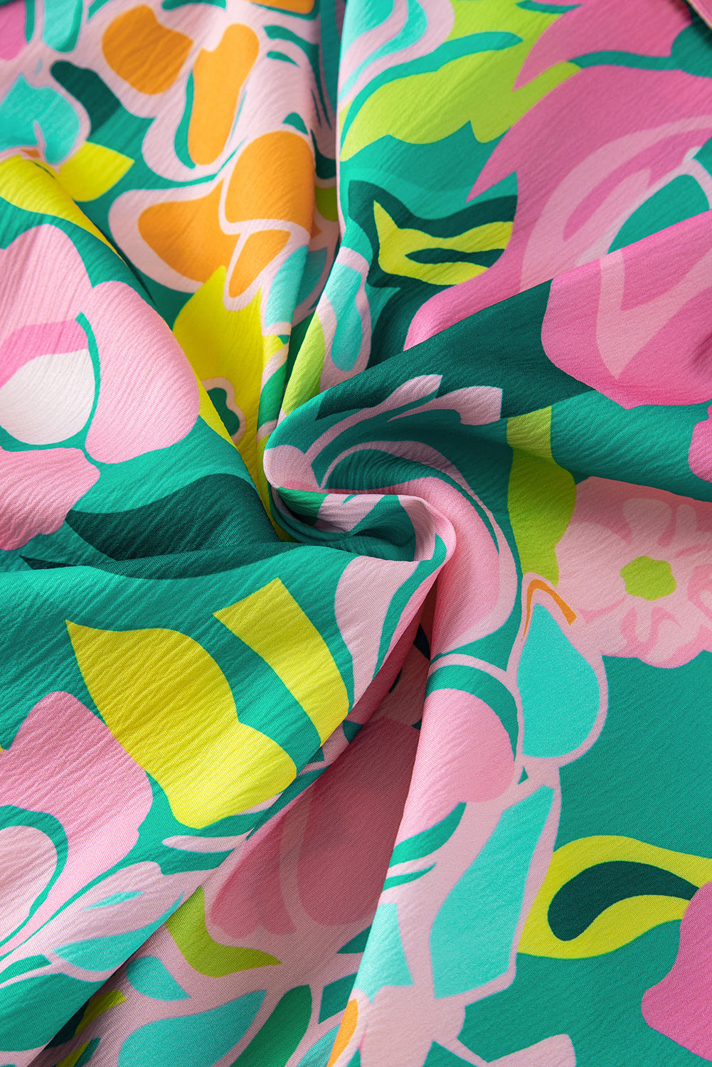 Floral Puff Sleeve Buttoned Collar Babydoll Dress